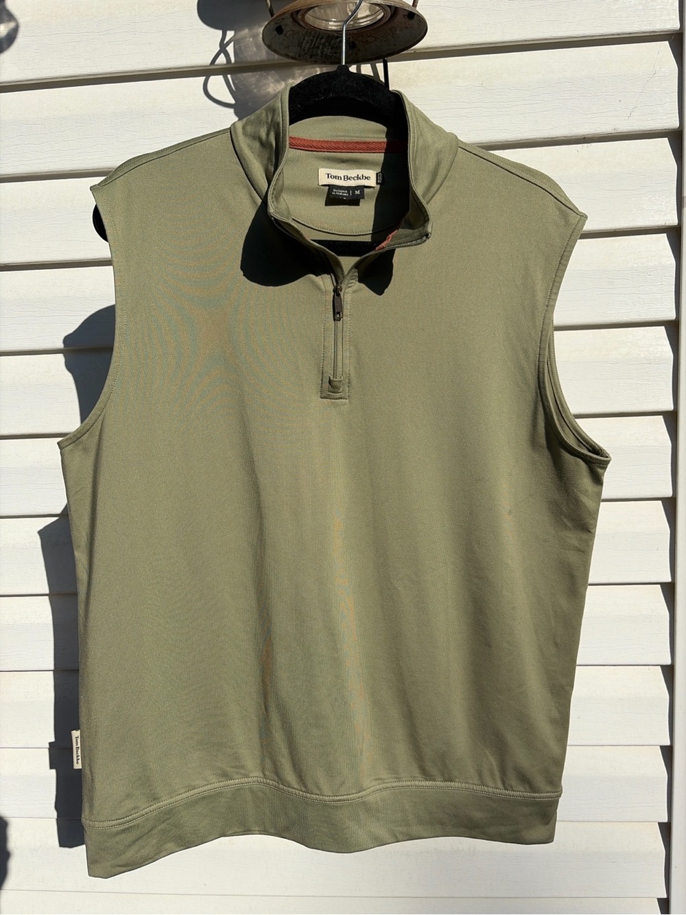 Tom Beckbe Men’s Medium Sage Green Performance Stretch Quarter Zip Golf Vest